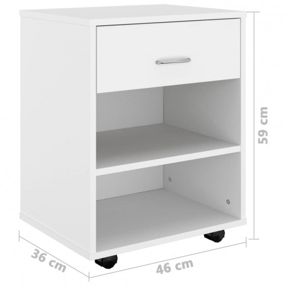 Armoire à roulettes Blanc 46x36x59 cm Aggloméré