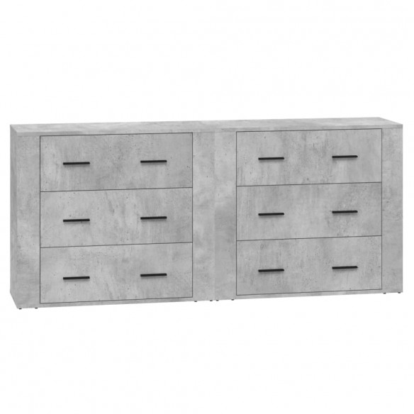 Buffets 2 pcs gris béton bois d'ingénierie