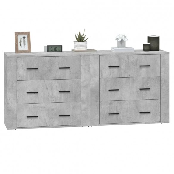 Buffets 2 pcs gris béton bois d'ingénierie