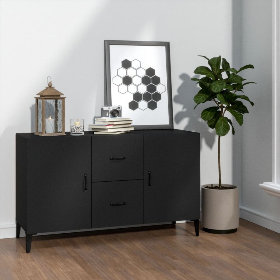 Buffet noir 100x36x60 cm bois d'ingénierie