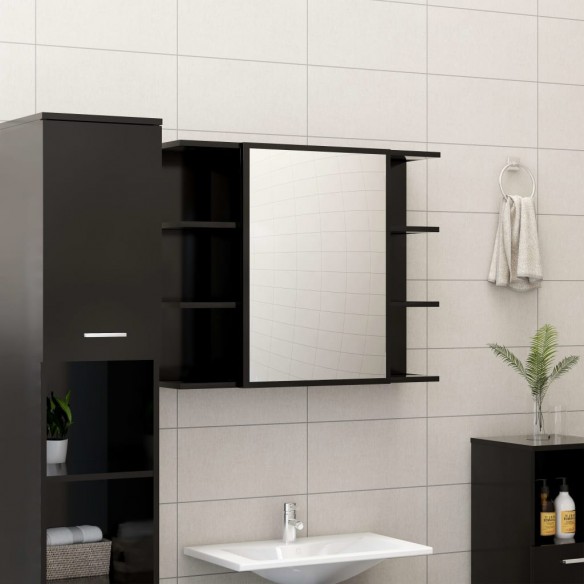 Ensemble de meubles de salle de bain 4 pcs Noir Aggloméré