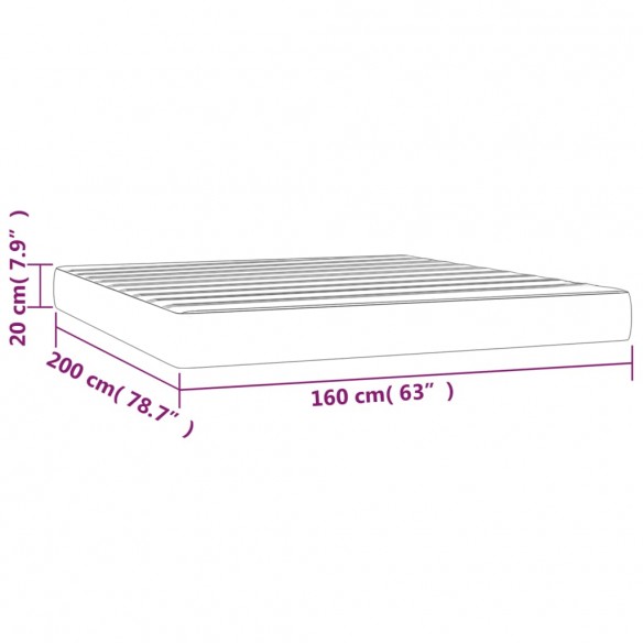 Matelas de lit à ressorts ensachés Gris clair 160x200x20 cm