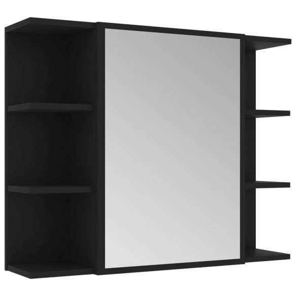 Armoire à miroir de salle de bain Noir 80x20,5x64 cm Aggloméré