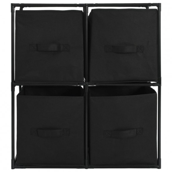 Armoire de rangement avec 4 paniers tissu Noir 63x30x71cm Acier