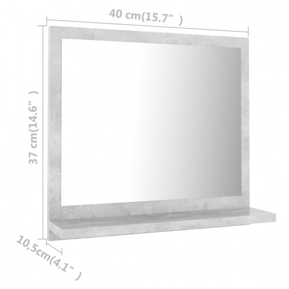 Miroir de salle de bain Gris béton 40x10,5x37 cm Aggloméré