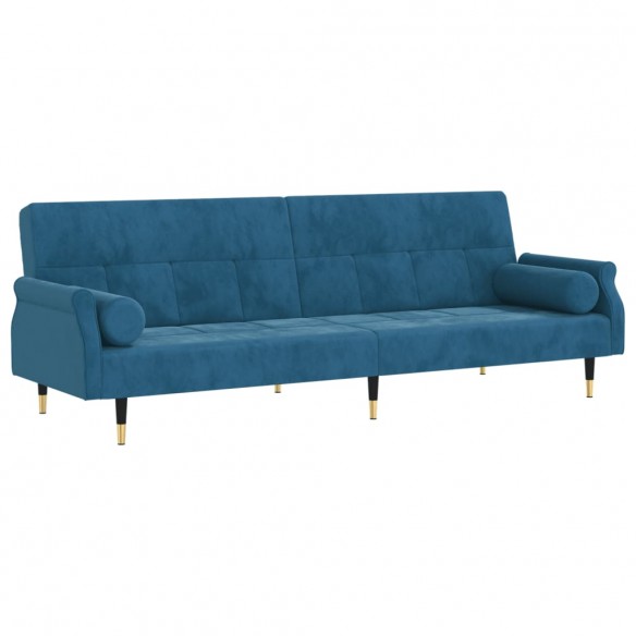 Canapé-lit avec coussins bleu velours