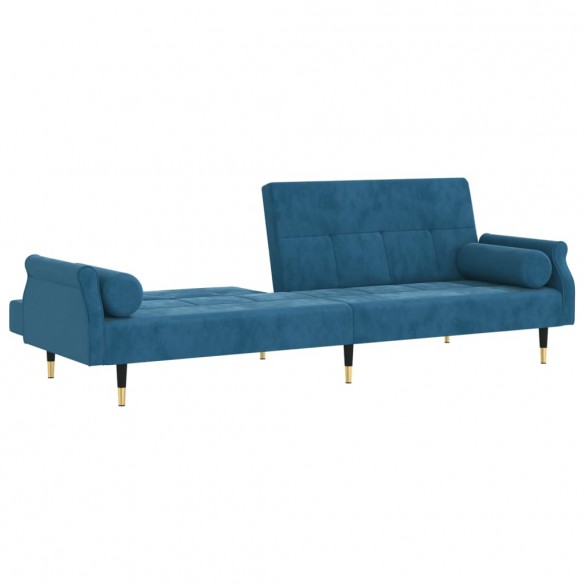 Canapé-lit avec coussins bleu velours