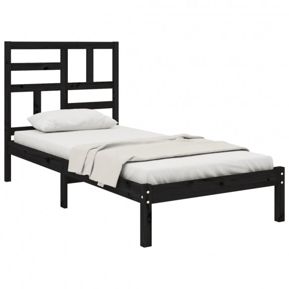 Cadre de lit Noir Bois massif 90x190 cm Simple