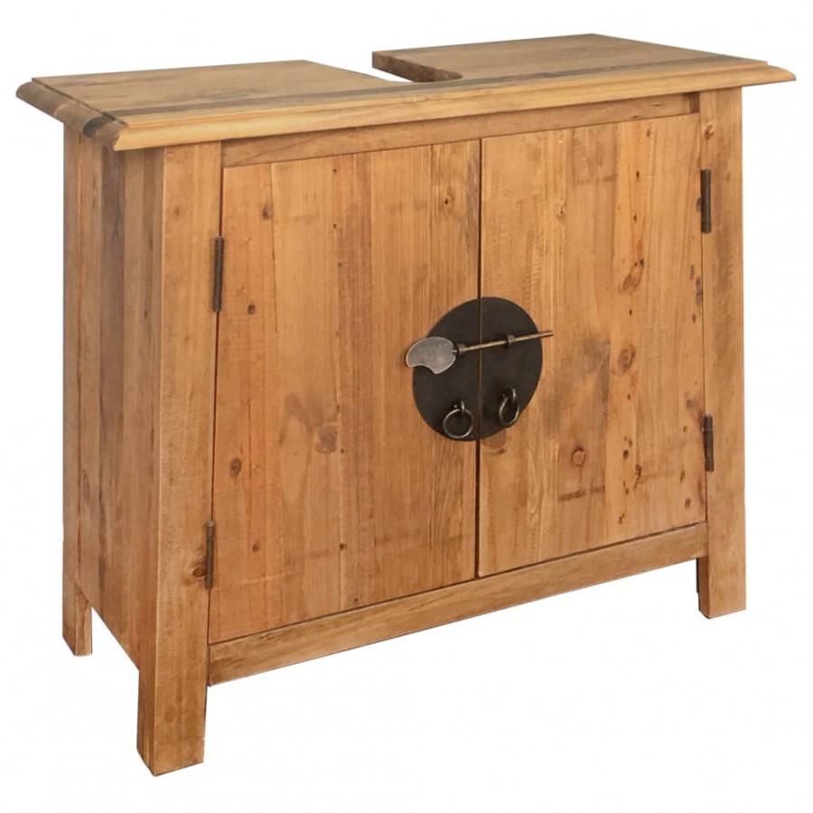 Meuble-lavabo de salle de bains pin massif 70x32x63 cm