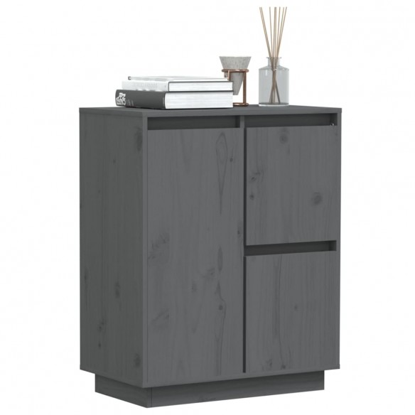 Buffet Gris 60x34x75 cm Bois massif de pin