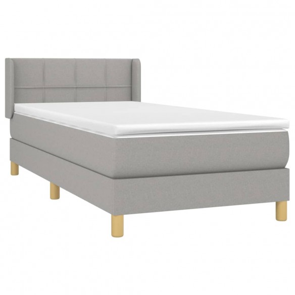 Sommier à lattes de lit avec matelas Gris clair 90x200 cm Tissu