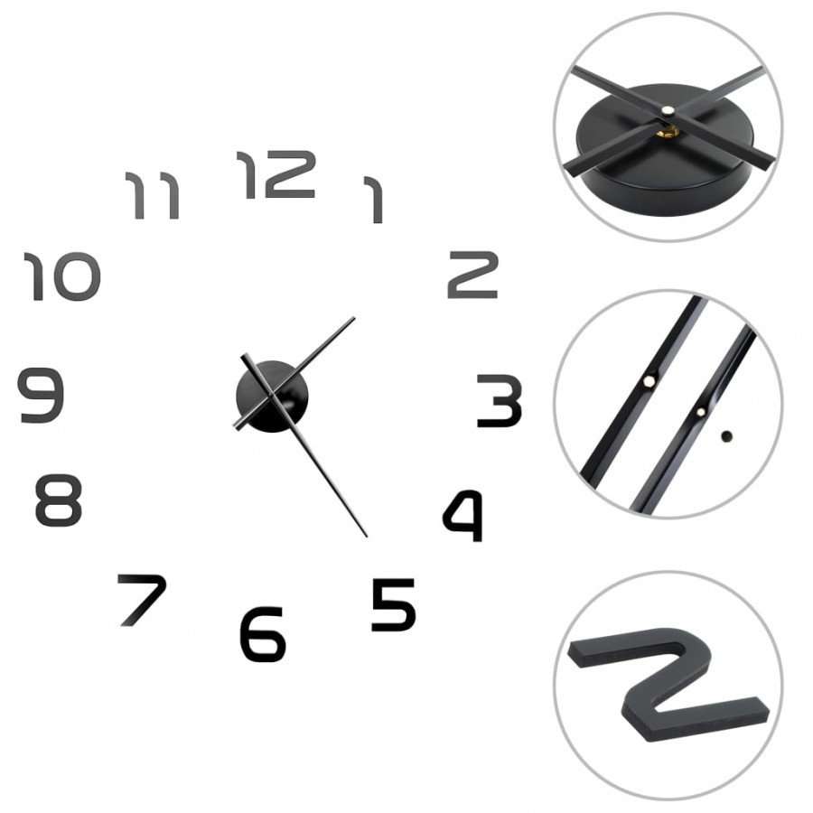 Horloge murale 3D Design moderne 100 cm XXL Noir Horloge murale 3D Design moderne 100 cm XXL Noir