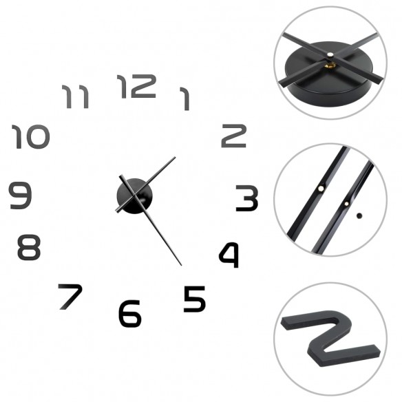 Horloge murale 3D Design moderne 100 cm XXL Noir