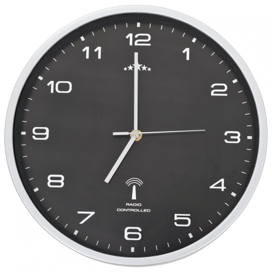 Horloge murale radioguidée avec mouvement à quartz 31 cm Noir Horloge murale radioguidée avec mouvement à quartz 31 cm Noir