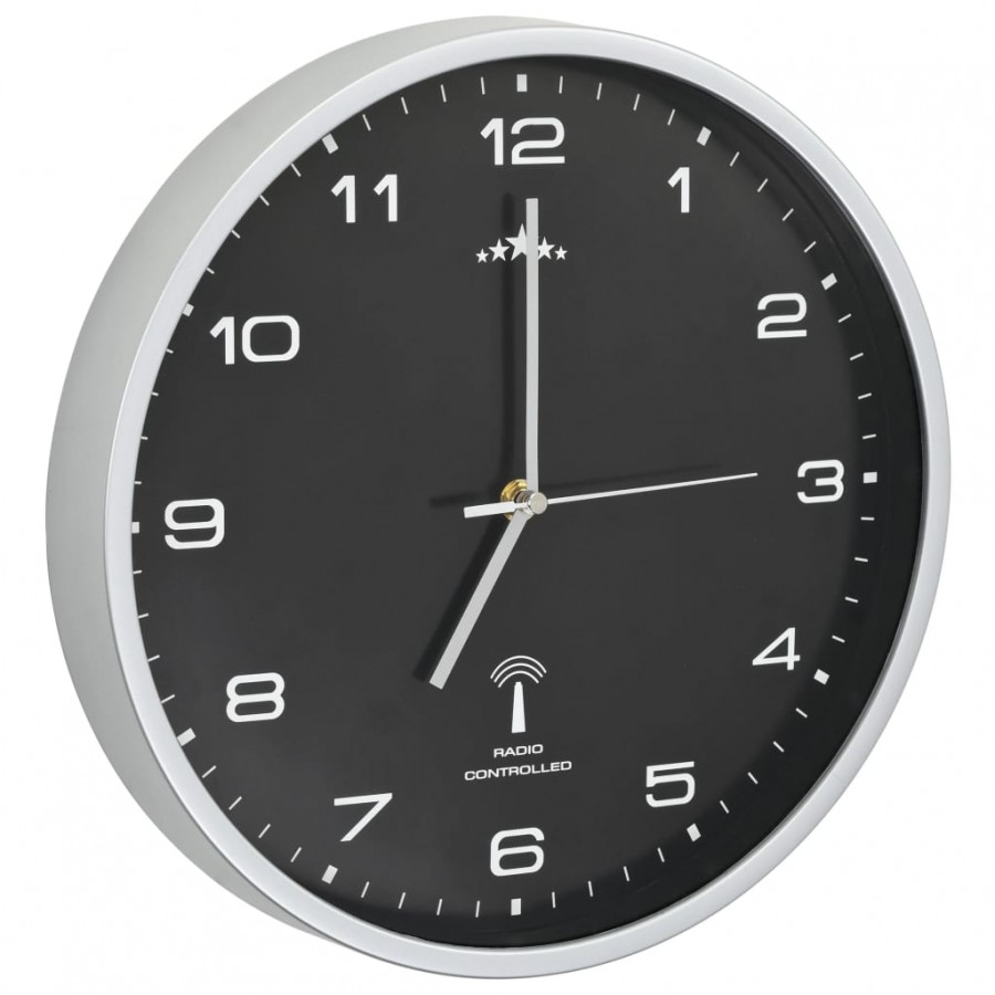 Horloge murale radioguidée avec mouvement à quartz 31 cm Noir Horloge murale radioguidée avec mouvement à quartz 31 cm Noir