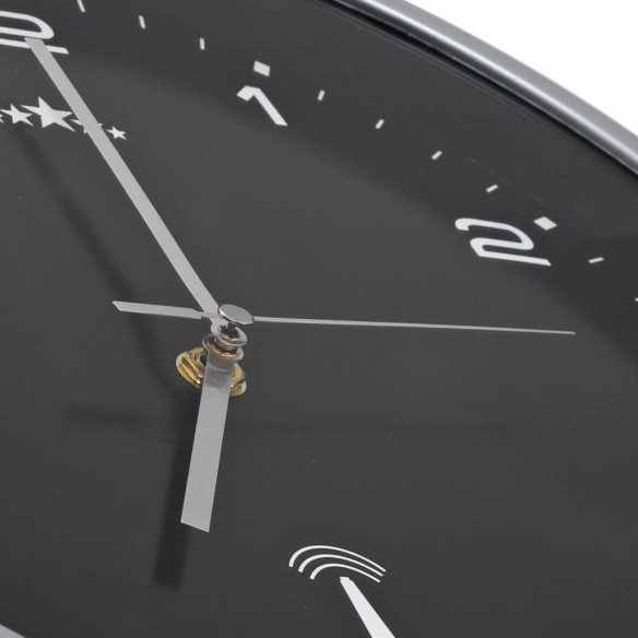 Horloge murale radioguidée avec mouvement à quartz 31 cm Noir