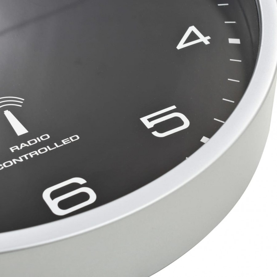 Horloge murale radioguidée avec mouvement à quartz 31 cm Noir Horloge murale radioguidée avec mouvement à quartz 31 cm Noir