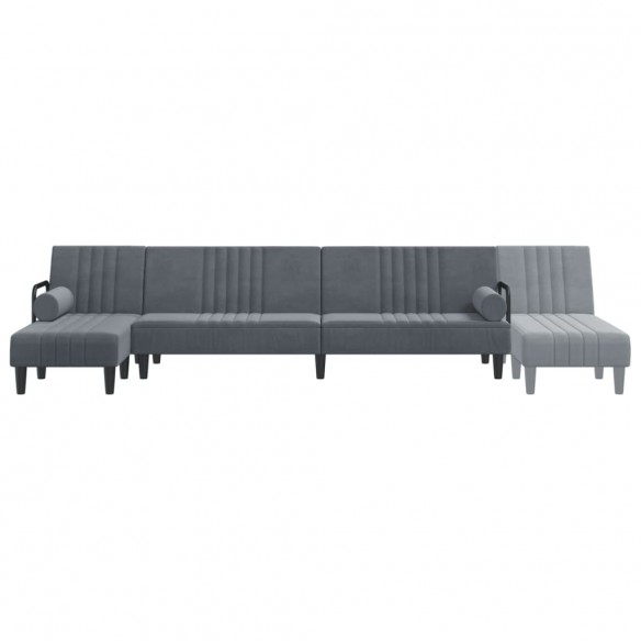 Canapé-lit en forme de L gris 260x140x70 cm velours