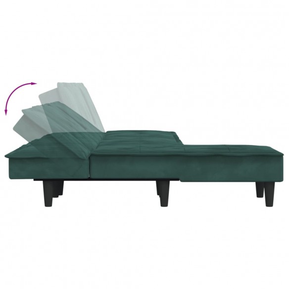 Canapé-lit en forme de L vert foncé 255x140x70 cm velours