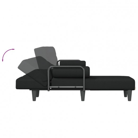 Canapé-lit en forme de L noir 260x140x70 cm tissu