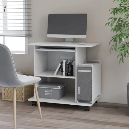 Bureau d'ordinateur Blanc 80x50x75 cm Aggloméré