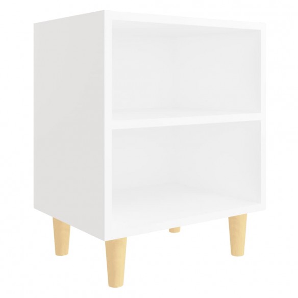 Tables de chevet avec pieds en bois 2 pcs Blanc 40x30x50 cm