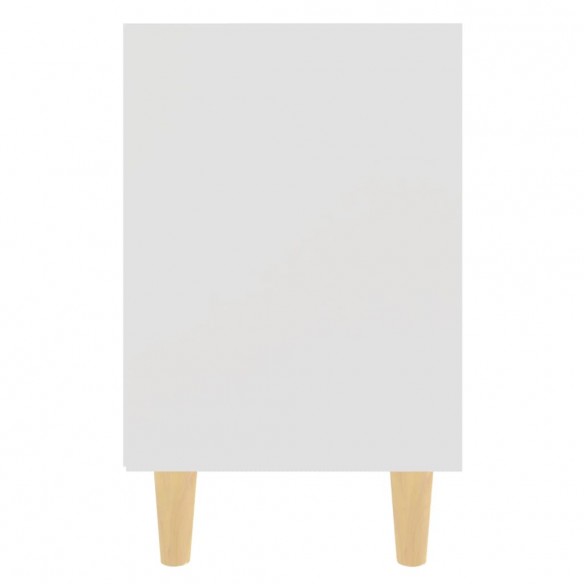 Tables de chevet avec pieds en bois 2 pcs Blanc 40x30x50 cm