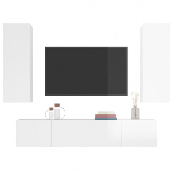 Ensemble de meubles TV 4 pcs Blanc brillant Bois d'ingénierie