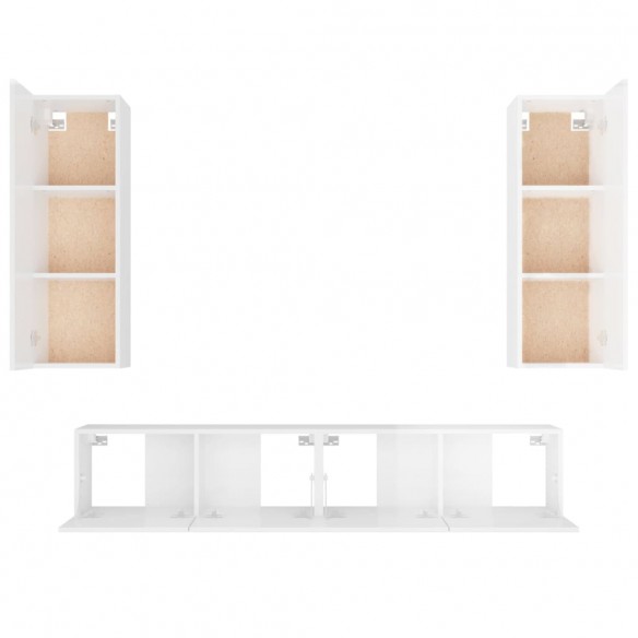 Ensemble de meubles TV 4 pcs Blanc brillant Bois d'ingénierie