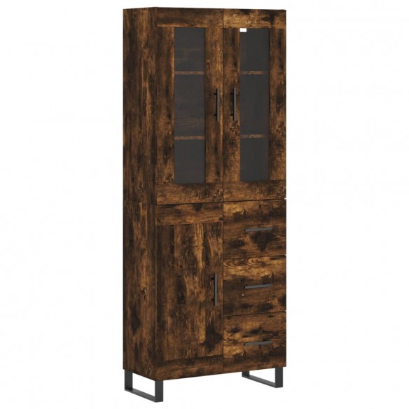 Buffet haut Chêne fumé 69,5x34x180 cm Bois d'ingénierie