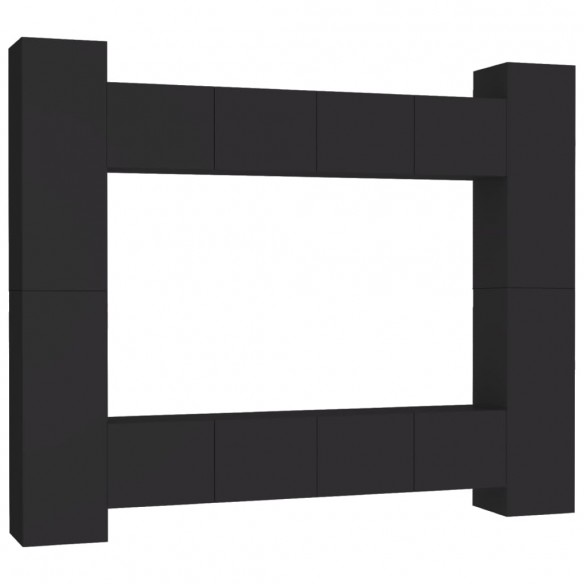 Ensemble de meubles TV 8 pcs Noir Aggloméré