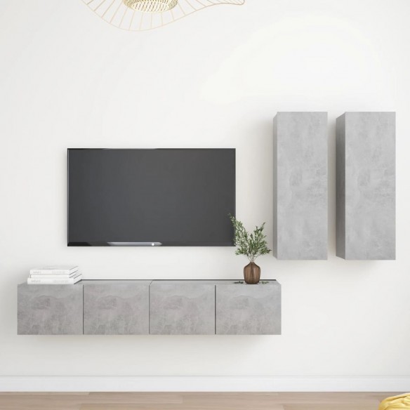 Ensemble de meubles TV 4 pcs Gris béton Aggloméré