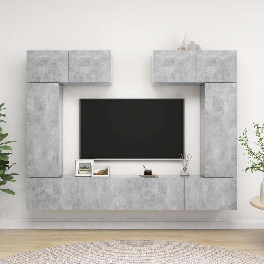 Ensemble de meuble TV 6 pcs Gris béton Aggloméré