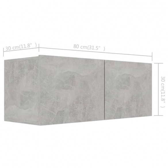 Ensemble de meuble TV 8 pcs Gris béton Aggloméré