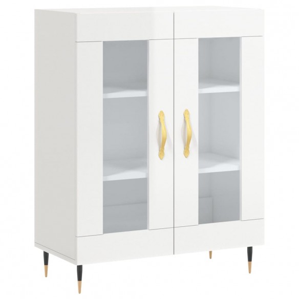 Buffet haut Blanc brillant 69,5x34x180 cm Bois d'ingénierie