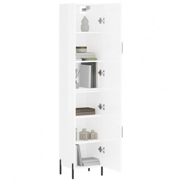 Buffet haut Blanc brillant 34,5x34x180 cm Bois d'ingénierie