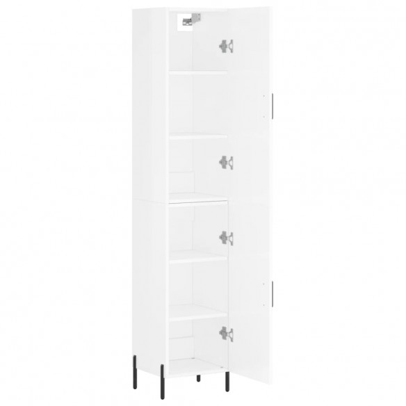 Buffet haut Blanc brillant 34,5x34x180 cm Bois d'ingénierie