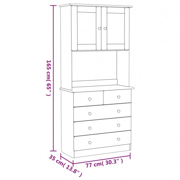 Buffet ALTA blanc 77x35x165 cm bois massif de pin