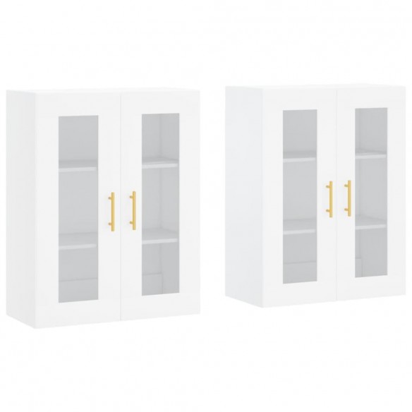 Armoires murales 2 pcs blanc bois d'ingénierie