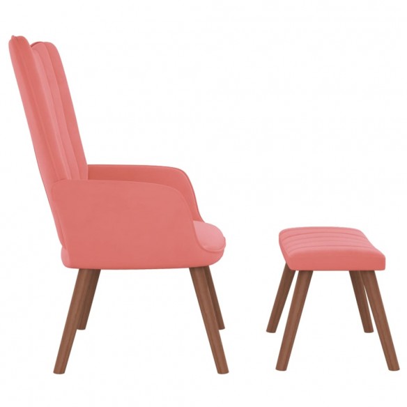 Chaise de relaxation avec repose-pied Rose Velours