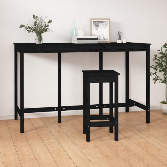 Table de bar Noir 180x80x110 cm Bois massif de pin