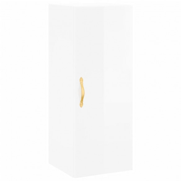 Buffet haut Blanc brillant 34,5x34x180 cm Bois d'ingénierie