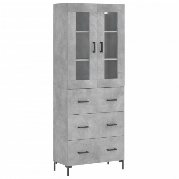 Buffet haut Gris béton 69,5x34x180 cm Bois d'ingénierie