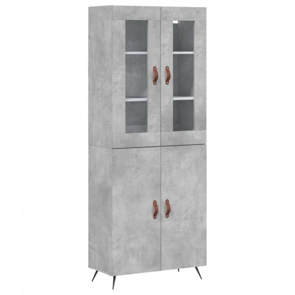 Buffet haut Gris béton 69,5x34x180 cm Bois d'ingénierie