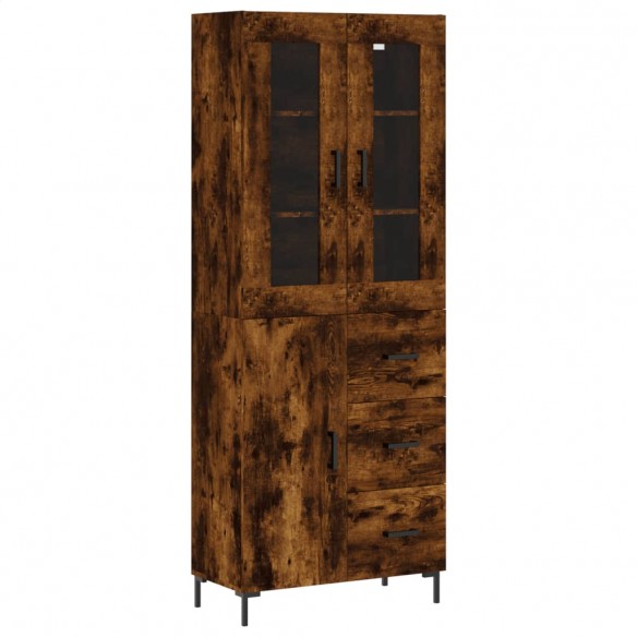 Buffet haut Chêne fumé 69,5x34x180 cm Bois d'ingénierie