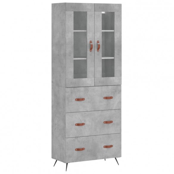 Buffet haut Gris béton 69,5x34x180 cm Bois d'ingénierie