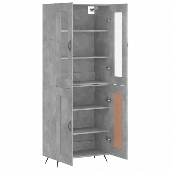 Buffet haut Gris béton 69,5x34x180 cm Bois d'ingénierie