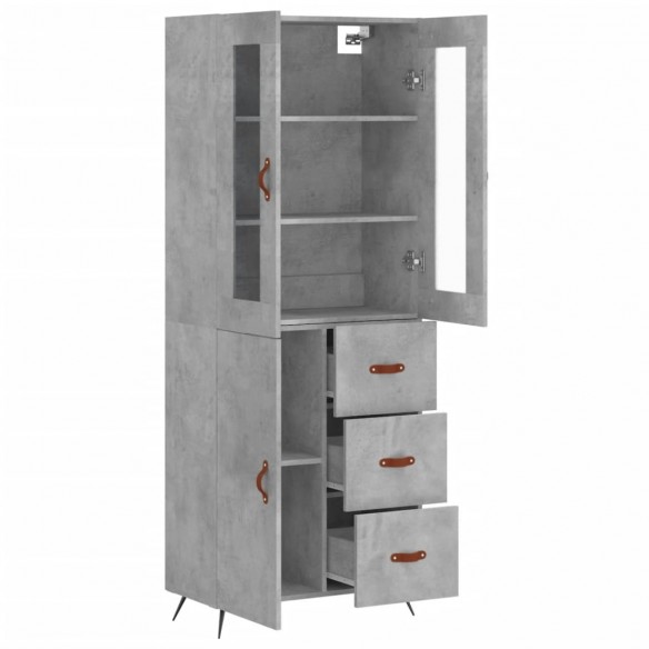 Buffet haut Gris béton 69,5x34x180 cm Bois d'ingénierie