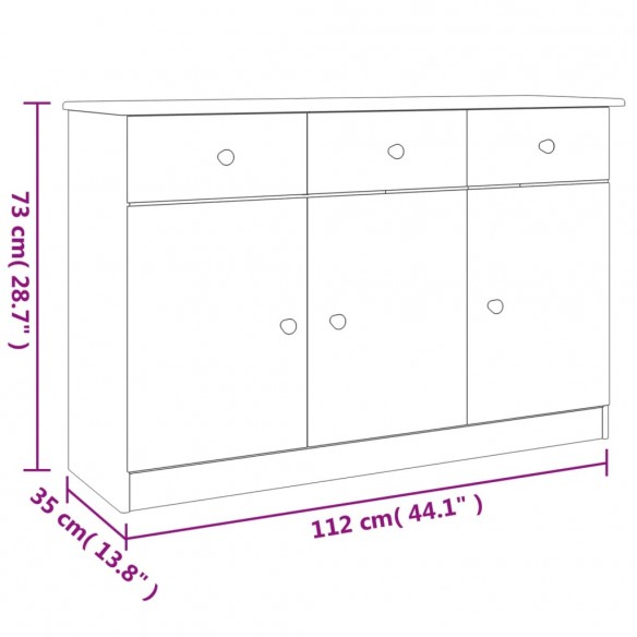 Buffet ALTA blanc 112x35x73 cm bois massif de pin