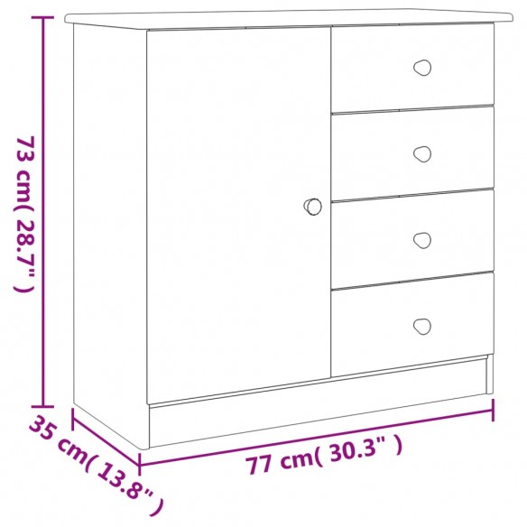 Buffet ALTA blanc 77x35x73 cm bois massif de pin